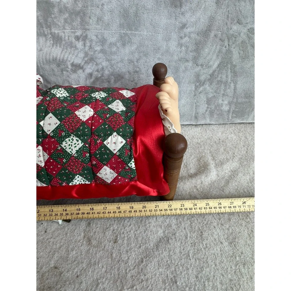 Vintage Animated Snoring Grandma Doll in Bed Christmas Decor Do Not Disturb 21in